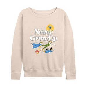 Women's - Disney - Peter Pan Lightweight French Terry Wide Neck Long Sleeve Graphic Shirt - 1 of 4
