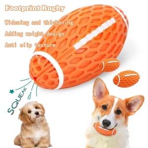 Squeaky Balls for Dogs, Rubber Football for Aggressive Chewers, Fetch Toys, Durable and Interactive Ball, Funny Squeaky Ball Heavy Duty Orange - 1 of 4