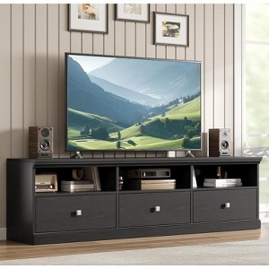 3-Drawer TV Stand - Black, Large Storage Media Console for Living Room - 1 of 1