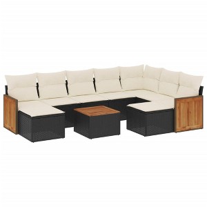 vidaXL Garden Sofa Set Black and Cream White - 1 of 4