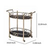 Royal Hampton Metal Framed Serving Cart with Tempered Glass Top and Open Bottom Shelf, Gold and Black - 2 of 4