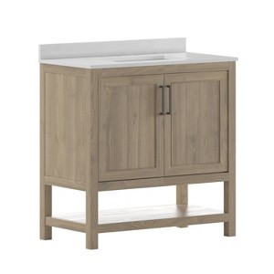 Taylor & Logan 36" Vivien Bathroom Vanity Brown: Stoneware Surface, Wood Frame, Drop-In Sink, 1-Year Warranty - 1 of 4