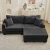 Corduroy L-Shaped Chaise Sectional Sofa with Reversible Cushion, USB Ports, Storage Pocket, Convertible Left/Right Design - ModernLuxe - 2 of 4