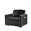 Modern Black Three-in-one Sofa Bed Chair, Folding Design, Adjustable Back, Converts to Recliner or Single Bed for Adults - 3 of 4