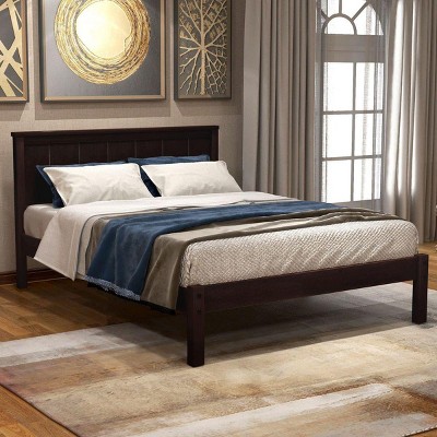 Streamdale Platform Bed Frame with Headboard, Wood Slat Support, No Box Spring Needed, Twin, Espresso
