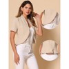 INSPIRE CHIC Women's Casual Open Front 3/4 Sleeve Collarless Business Blazer Cardigan - 2 of 4