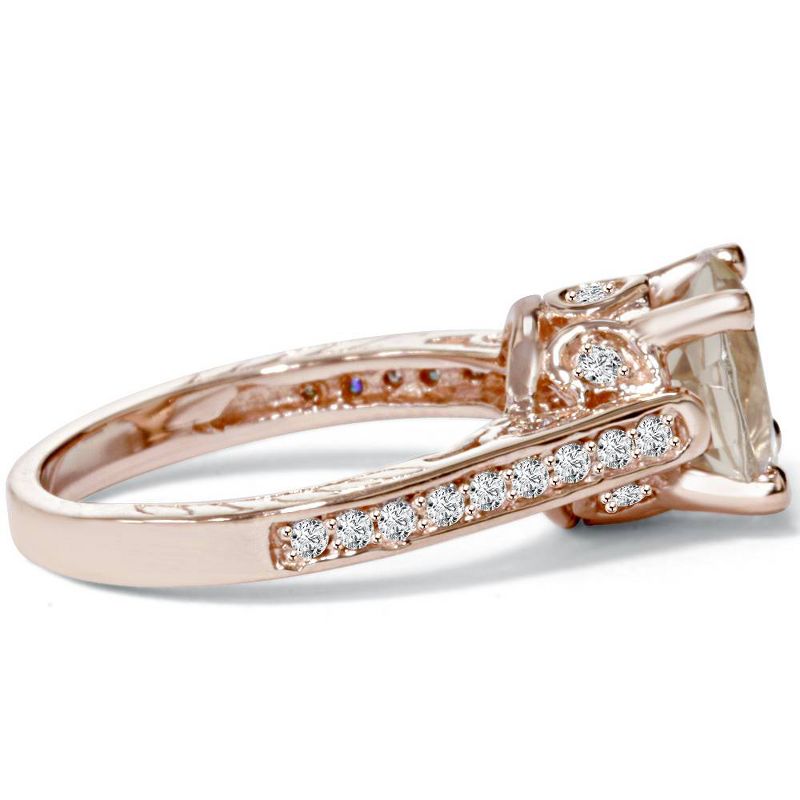 Pompeii3 2 Carat Morganite & Diamond Vintage Engagement Ring 14K Rose Gold, 3 of 6