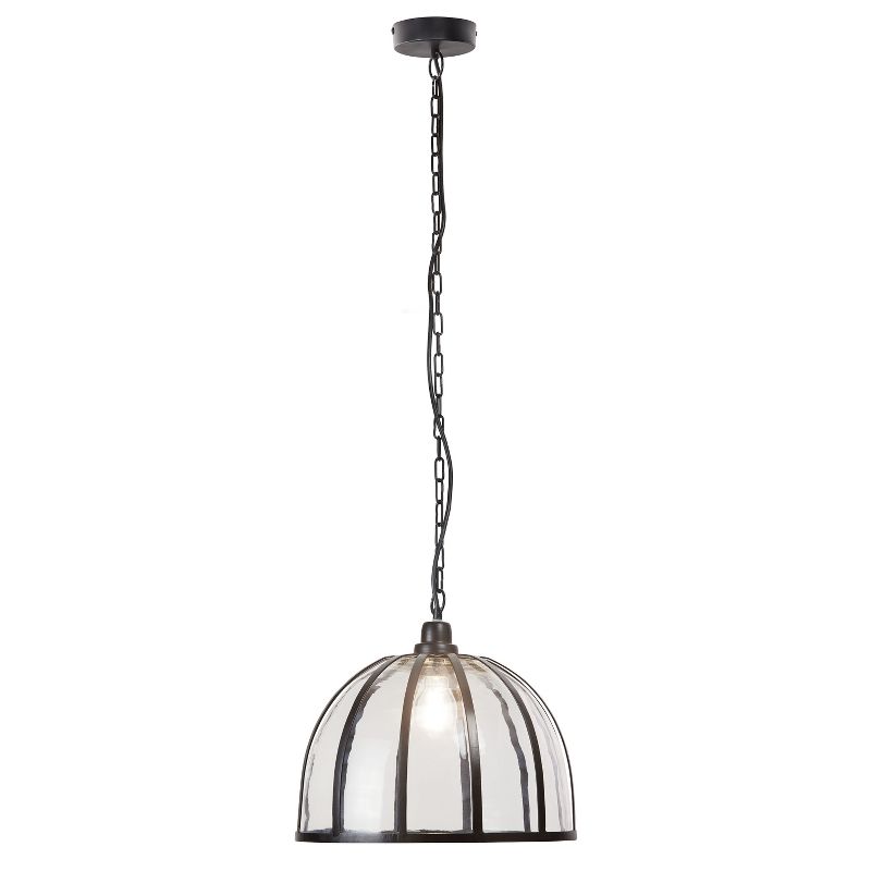 River of Goods Clemence 1-Light Black Pendant Light with Glass and Metal Shade, 1 of 10