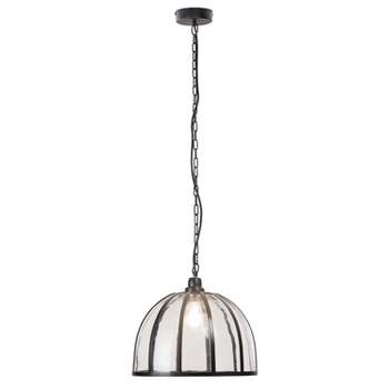 River of Goods Clemence 1-Light Black Pendant Light with Glass and Metal Shade