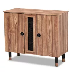 2 Door Valina Wood Entryway Shoe Storage Cabinet Brown - Baxton Studio