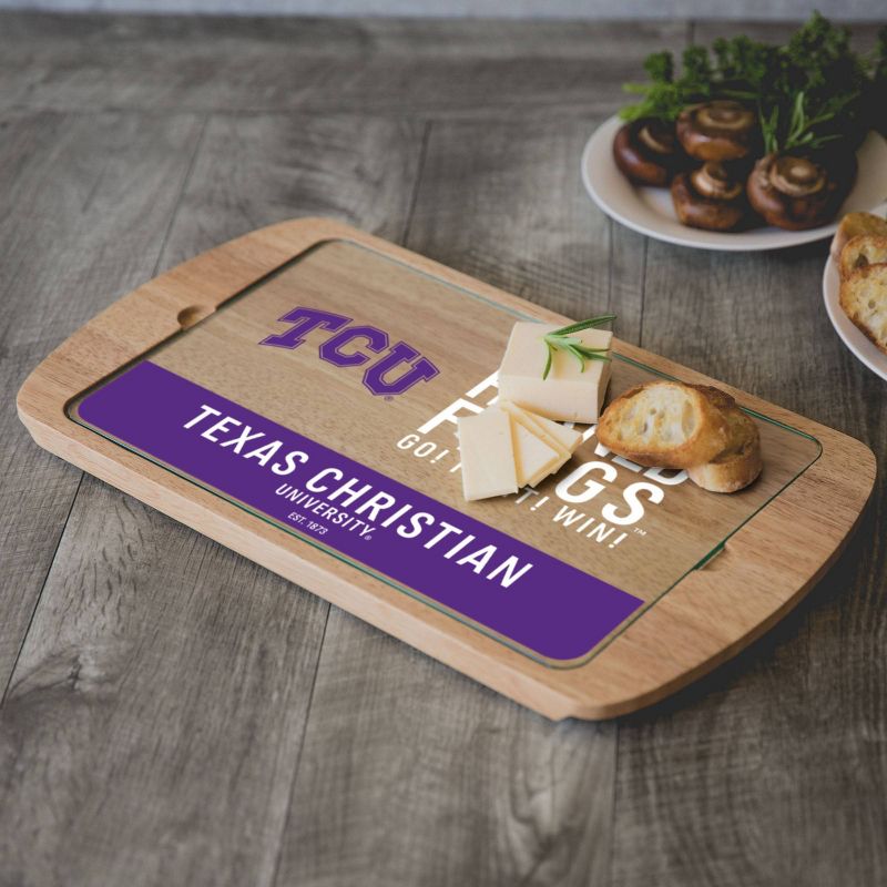 NCAA TCU Horned Frogs Parawood Billboard Glass Top Serving Tray, 4 of 5