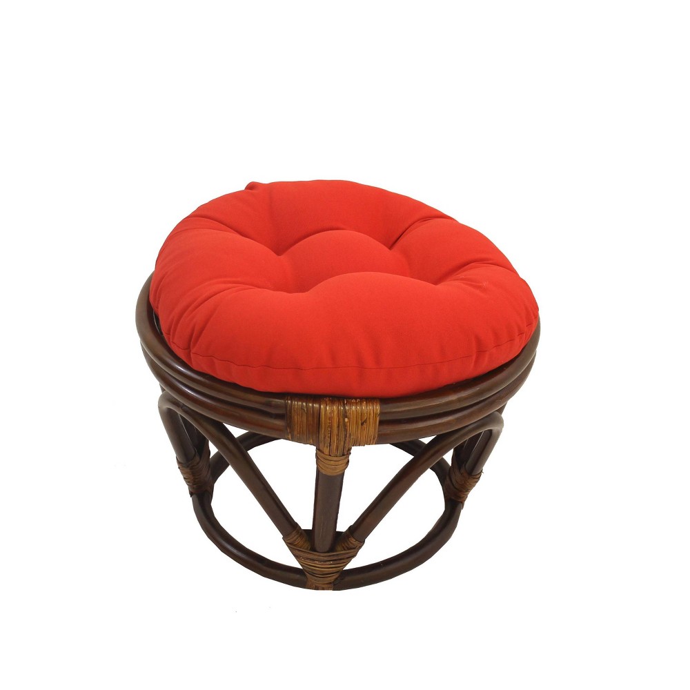 Photos - Pouffe / Bench Rattan Footstool with Twill Cushion Red - International Caravan