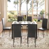 EROMMY Ebern Designs 7-piece Glass Top Dining Table Set, Kitchen Table And 6 Luxury Faux Leather Chairs,Black - image 4 of 4