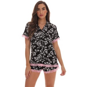 #FollowMe Womens Button-Down Pajama Shorts Set with Notch Collar  Chic & Comfy Loungewear - 1 of 4