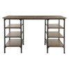 Vynxaria 6-Shelf Counter Height Writing Desk Natural Rustic Black Metal Modern Traditional Aesthetic for Home Office Study - 3 of 4