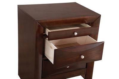 Marilla Cappuccino 3-Drawer Solid Wood Nightstand