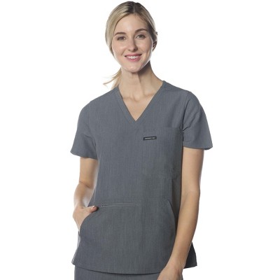 Members Only Womens Scrub Top With Double Chest And Pouch Pocket - Graphite