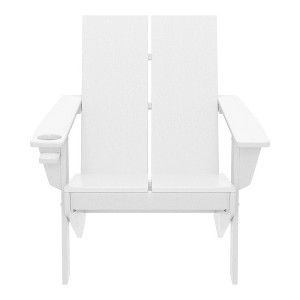 WestinTrends Riviera Outdoor HDPE Modern Adirondack Chair with Cup Holder, White - 1 of 4