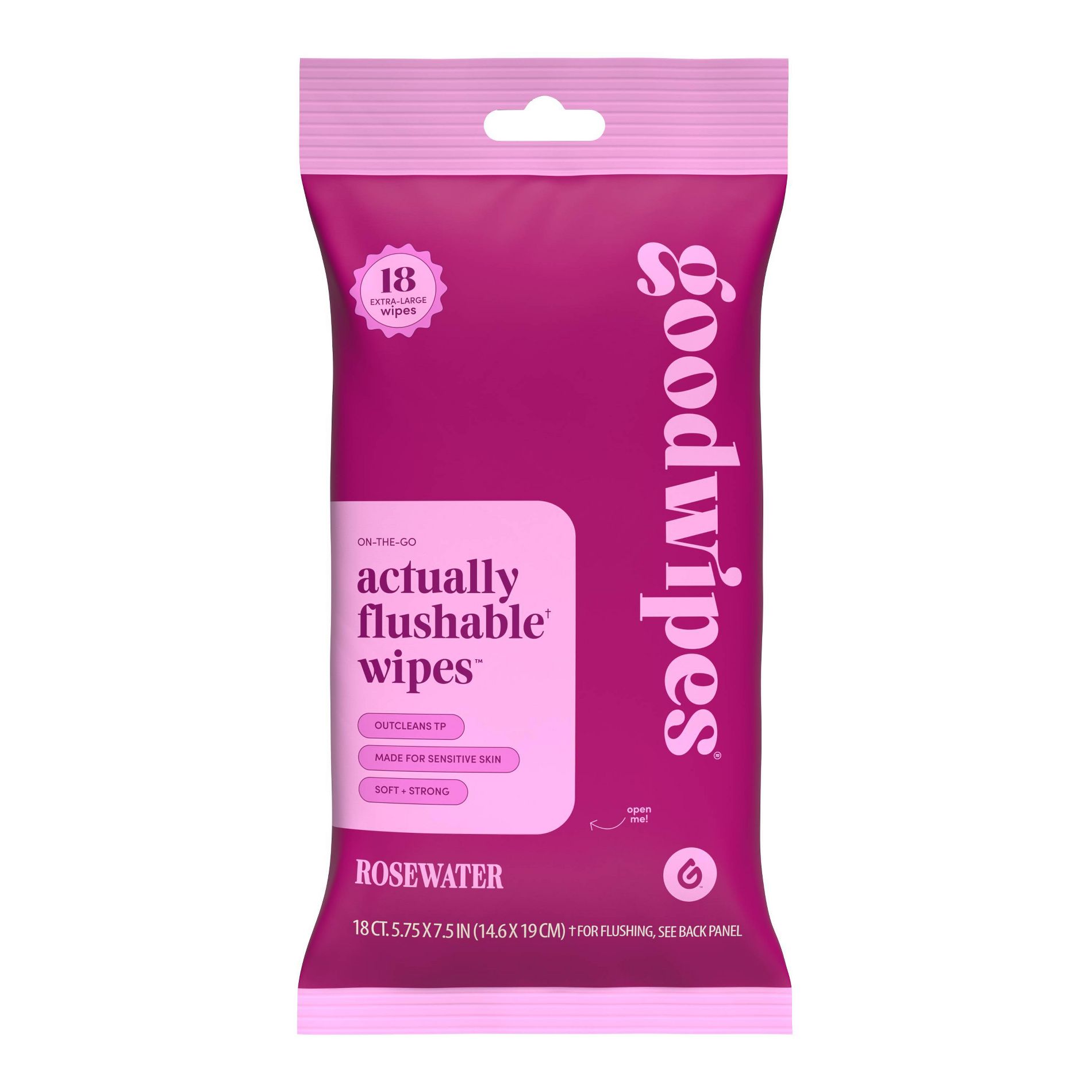 Goodwipes Flushable Wipes Travel Size Rosewater - 18ct