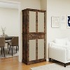 Okak Kitchen Pantry Cabinet, Tall Cabinet with 4 Adjustable Inner Shelves & 4 Doors, Versatile Cupboard for Living Room Dining Room - 2 of 4