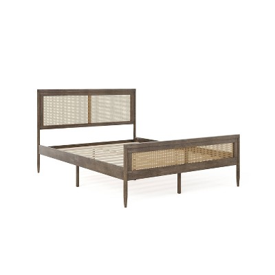 Martha Stewart Queen Jax Solid Wood Platform Bed Brown/Gray