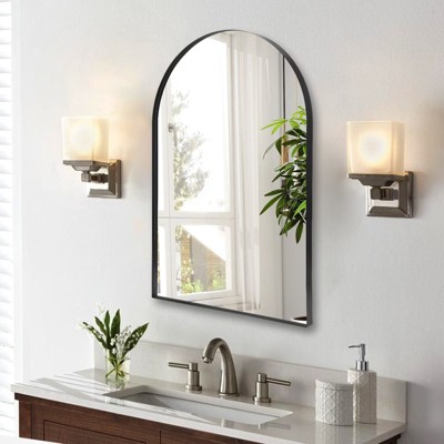 FURNIinspire Arched Bathroom Vanity Mirror with Sturdy Metal Frame HD Reflections for Bedroom Bathroom Entryway, Black, 36"*24"*1.2"