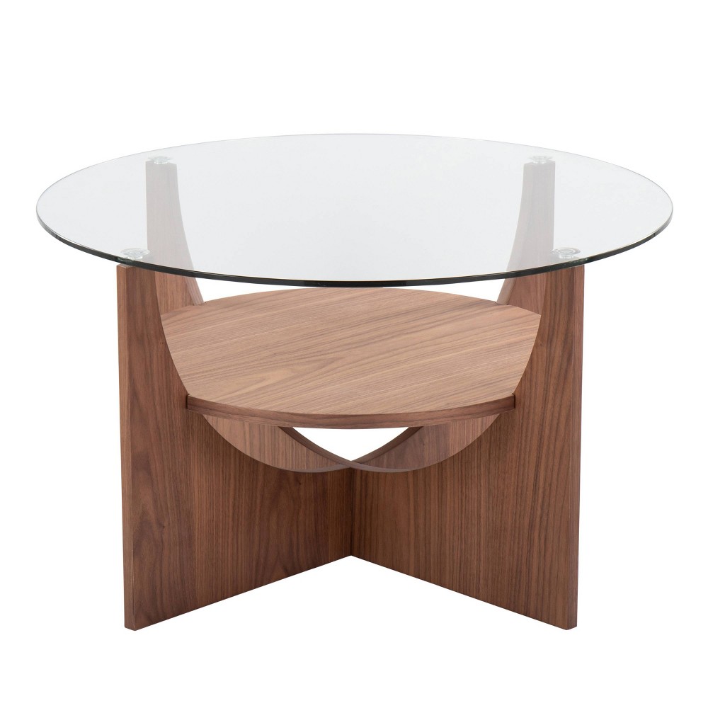 Photos - Dining Table U-Shaped Coffee Table Walnut/Clear Glass - LumiSource