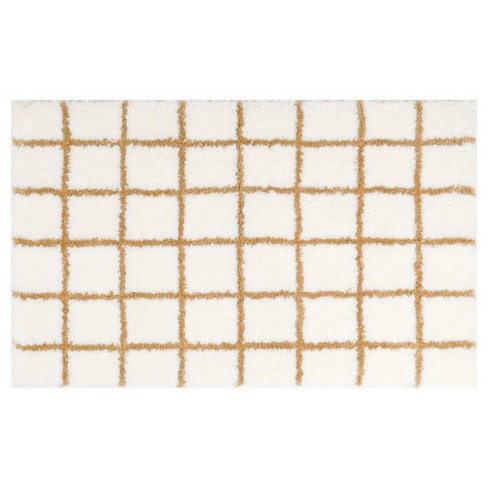 Unique Bargains Checkered Pattern Soft Absorbent Non-slip Bathroom Rugs ...