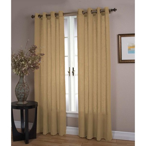Double Width Sheer Linen Single Window Curtain Panel With Grommets