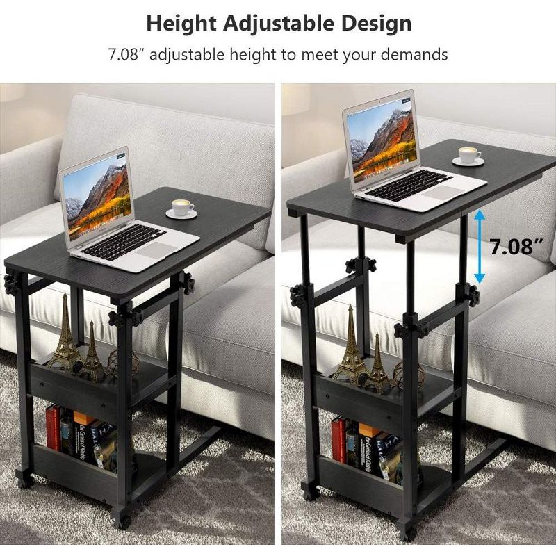 Tribesigns Adjustable C-Shaped Table, Mobile Snack Console Table with Wheels, Laptop Rolling Cart, 4 of 7