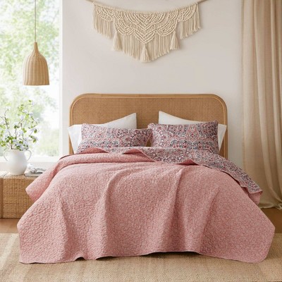 510 Design 3pc King Valerie Boho Floral Reversible Quilt Set Pink — фото 4