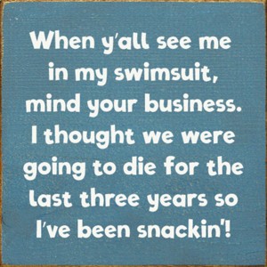 Slickblue Humorous Summer Quote Sign – Swimsuit Body Joke – 7x7 Rustic Wall or Shelf Décor, Color Options - 1 of 3