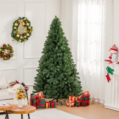 COMHOMA 6Ft Classic Christmas Tree, Yellow-Green Artificial Tree, Easy Assembly, Metal Hinges & Foldable Base, Reusable