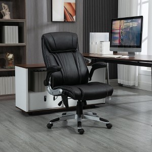 Okak Massage Executive Office Chair with 6 Vibration Points, Heated Desk Chair with Flip-up Armrest and Adjustable Height for Study, Office, Black - 1 of 4