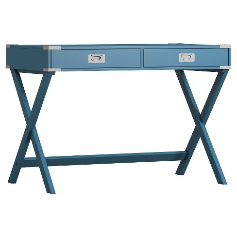 Kenton Wood Writing Desk with Drawers Teal Inspire Q Scandinavian Style Hardwood Frame Home Office Furniture