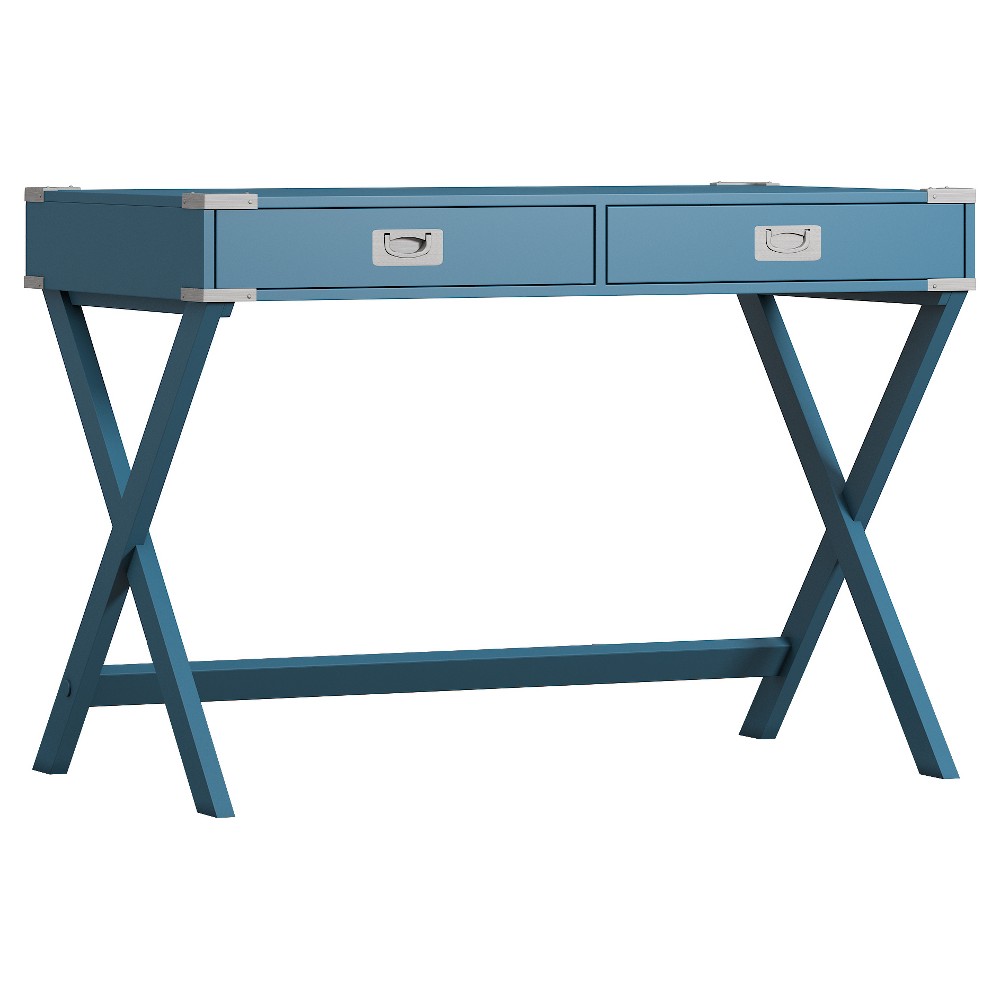 Photos - Office Desk Kenton Wood Writing Desk with Drawers Teal - Inspire Q Bluesteel