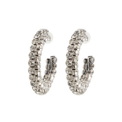 SOHI Women's Crystal Silver Party Hoop Earrings
