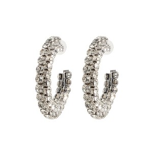 SOHI Women's Crystal Silver Party Hoop Earrings - 1 of 4