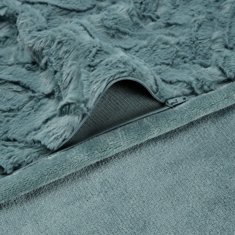 Chanasya Soft Cloud Embossed Faux Fur Luxury Duvet Cover Set, 4 of 7