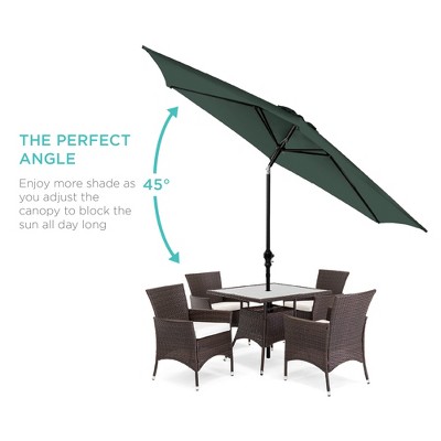 Slate 10ft Outdoor Steel Market Patio Umbrella with Crank and Tilt