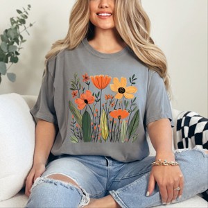 Simply Sage Market Orange Wildflowers Garment Dyed Tee - 1 of 4