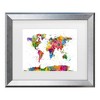 Trademark Fine Art Michael Tompsett Map of The World Watercolor Matted Framed Art - 2 of 4