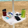 Sunnydaze Outdoor Drink and Snack Table with Tray Slots and 4 Cup Holders for Beach Umbrella Poles - White - 2 of 4