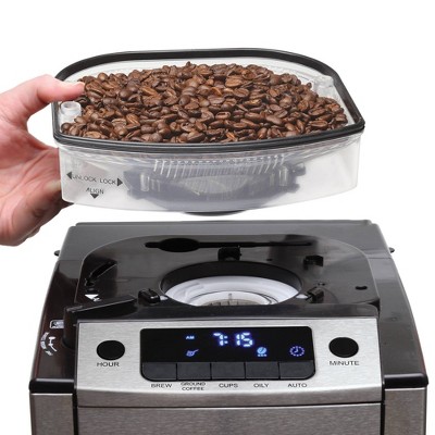 Stainless Steel 12-Cup Programmable Coffee Maker with Grinder & Water Filter