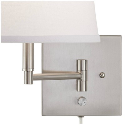 Brushed Nickel 26" Swing Arm Wall Lamp with White Shade