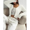 Coolmee Womens Sweater Cardigan Cropped Tie Front Bow Lightweight Cardigan Long Sleeve Sweater Knit Fashion Tops - 3 of 4