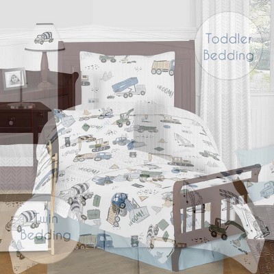 Blue and White Microfiber Toddler Bedding Set