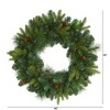 Nearly Natural 24-in Mixed Pine Artificial Christmas Wreath with 35 Clear LED Lights and Pinecones - 2 of 3
