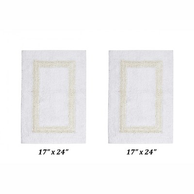 White and Ivory Cotton Tufted Reversible Bath Rug Set