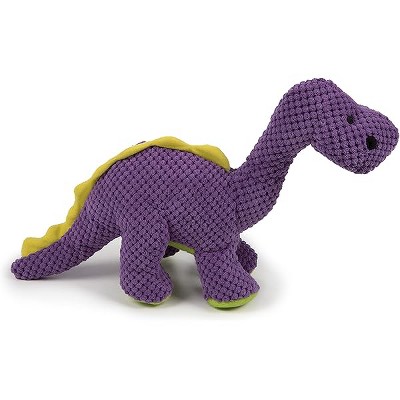 goDog Checkers Dinos Bruto Squeaky Plush Dog Toy, Chew Guard Technology - Purple, Large